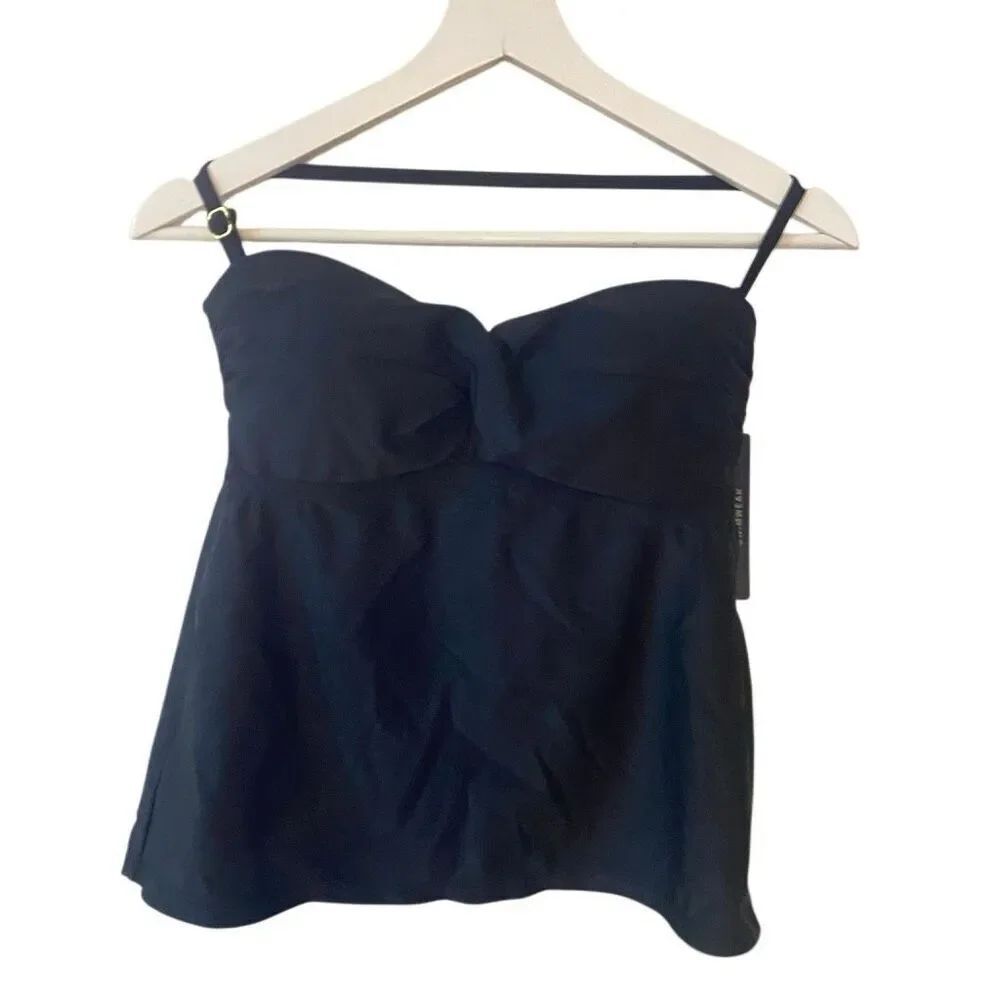 Catalina swimwear black new with tags size small bathing suit top twist front ba